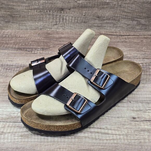 BIRKENSTOCK Arizona Men\'s Sz 13 Brown Amalfi Smooth Leather Soft Footbed Sandals main image 9